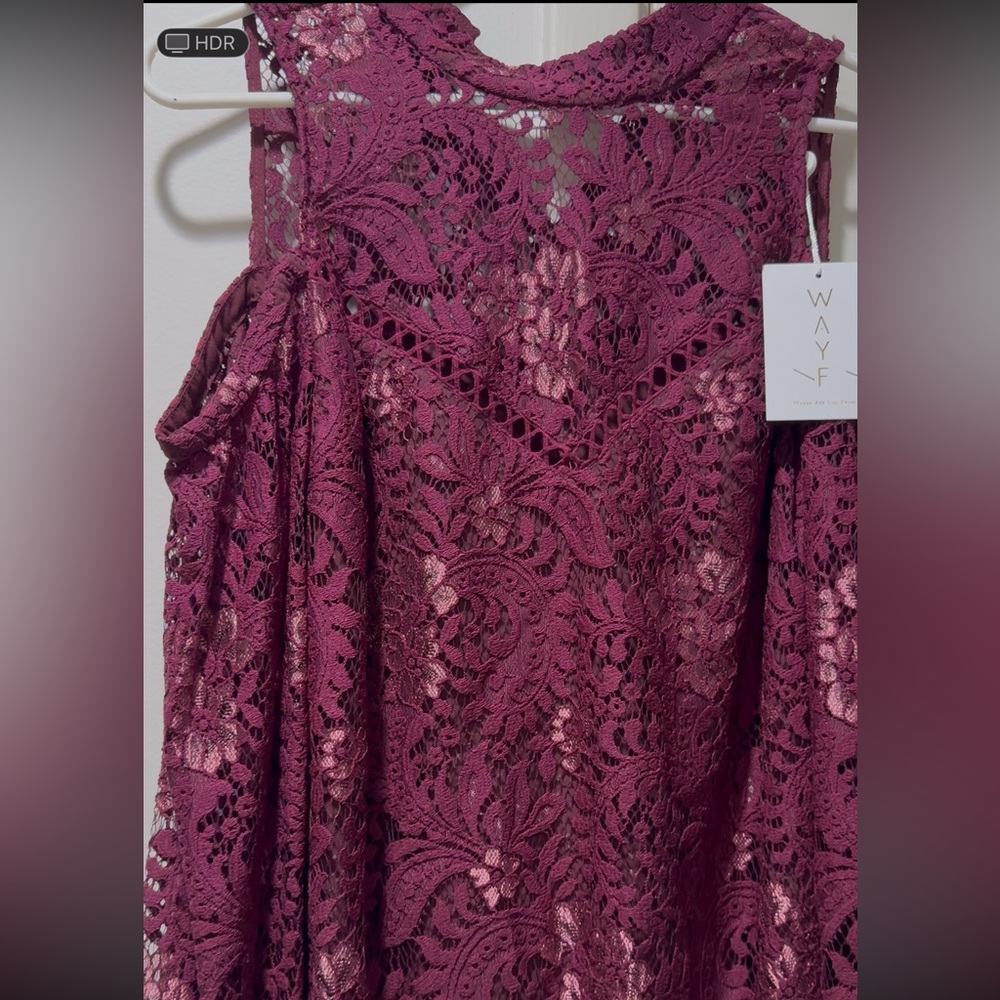 W.A.Y.F. Cold Shoulder lace top, medium